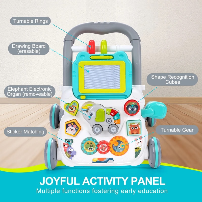 Multifunction Baby Activity Walker Learning Push Toy With Music Drawing Board 4