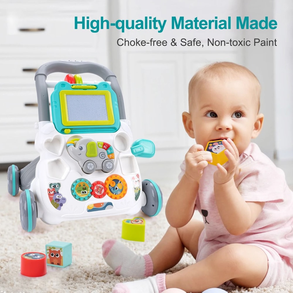 Multifunction Baby Activity Walker Learning Push Toy With Music Drawing Board 6