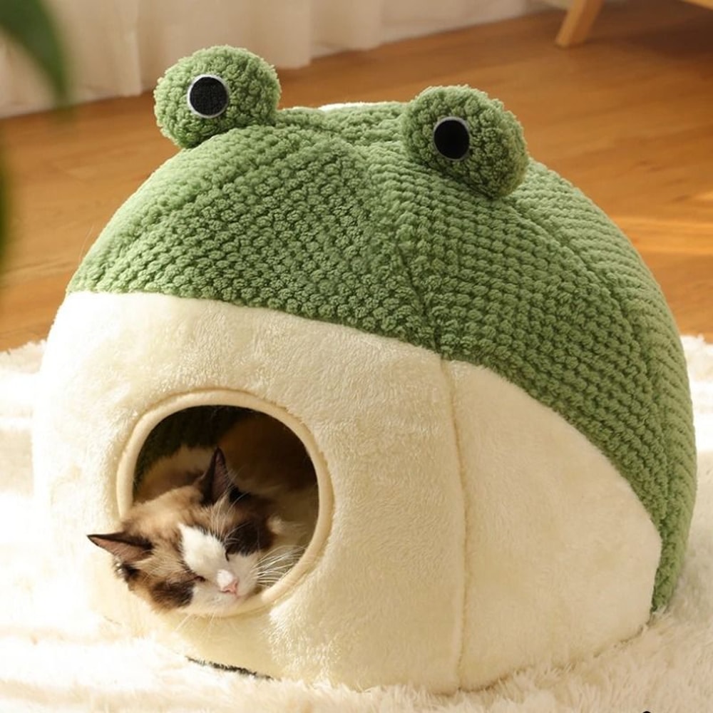 Plush Frog Shape Pet Nest Winter Warm Dog Cat Villa 8