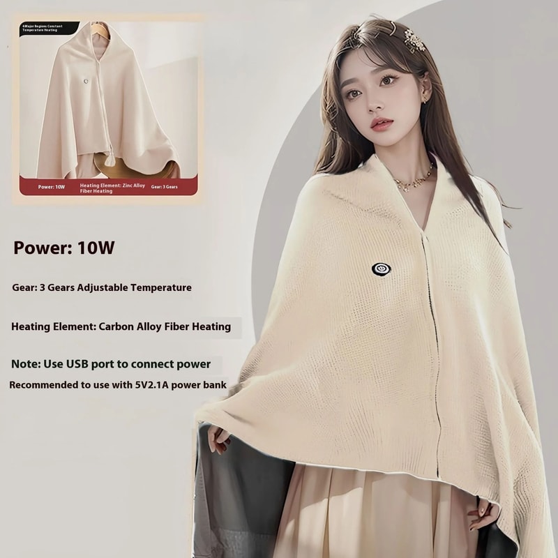 Wearable USBPowered Heating Shawl Portable Electric Heated Throw Blanket For Home Office 7