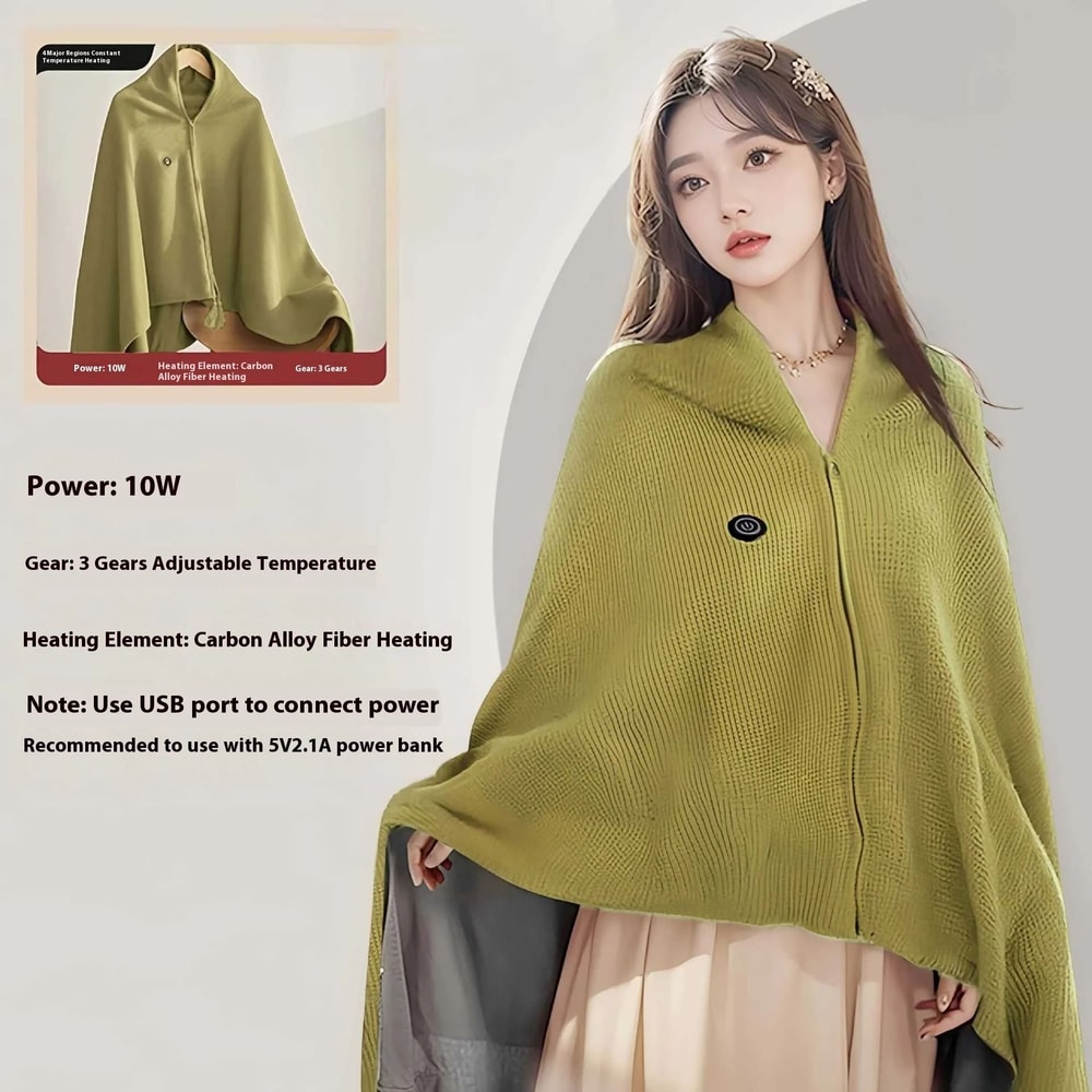 Wearable USBPowered Heating Shawl Portable Electric Heated Throw Blanket For Home Office 8