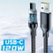HighPower Digital Display Charging Cable 120W USBA 100W USBC Data Sync 6