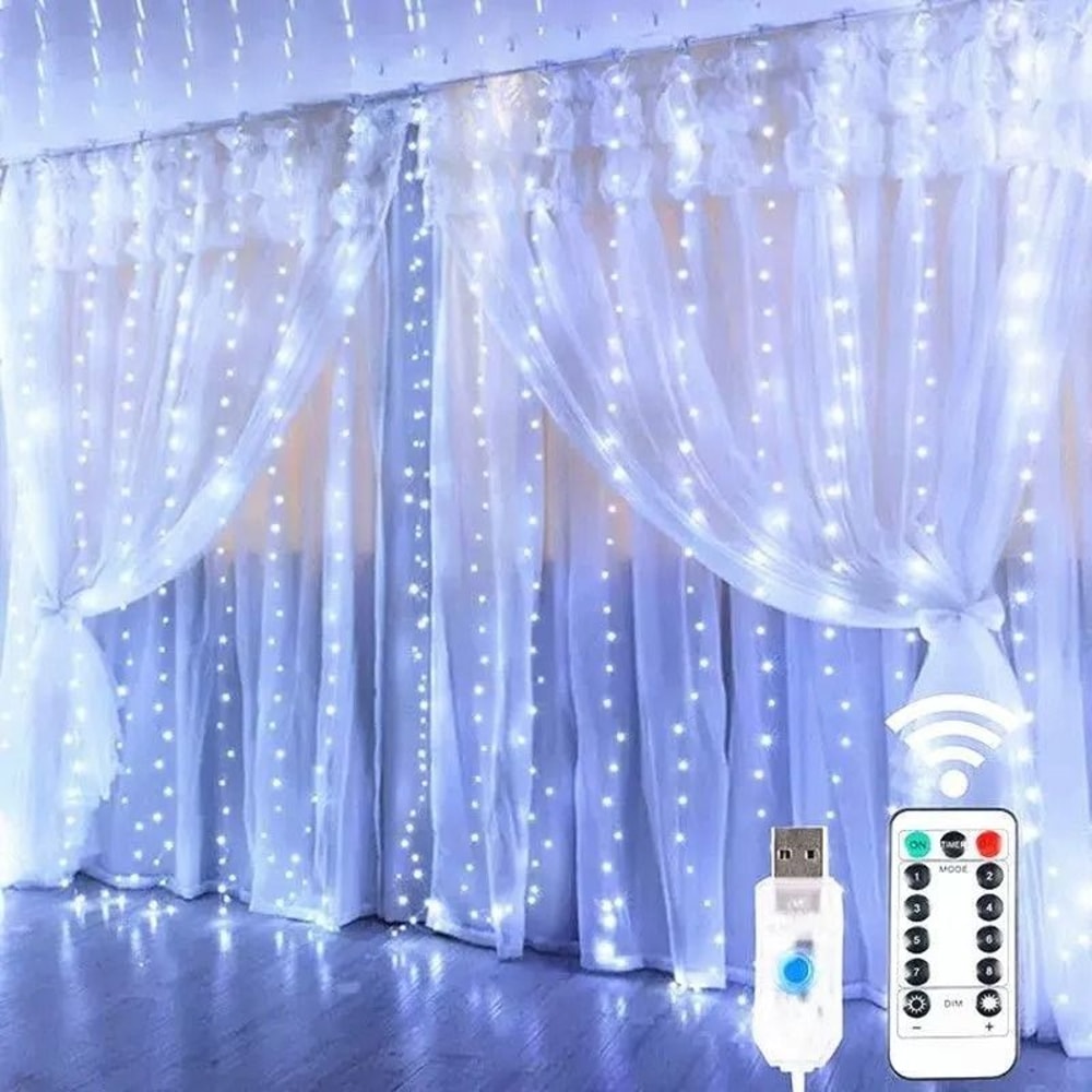 LED Fairy String Curtain Lights 8 Lighting Modes With Remote USB Power 3