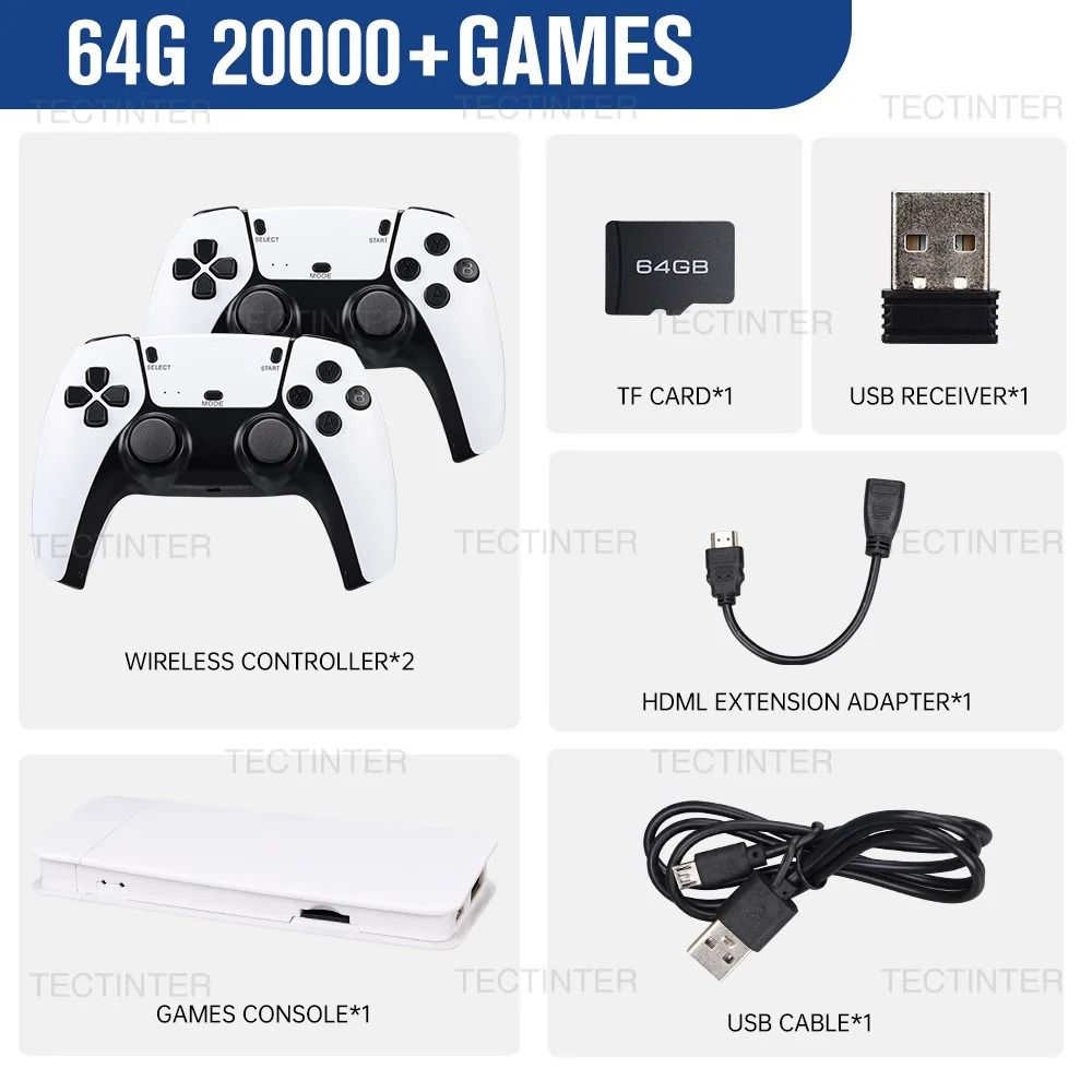 4K Ultra HD Retro Game Stick 20000 Classic Games With Dual 24G Wireless Controllers 7