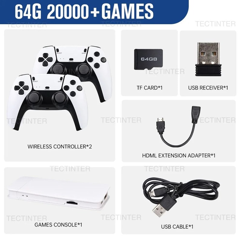 4K Ultra HD Retro Game Stick 20000 Classic Games With Dual 24G Wireless Controllers 7