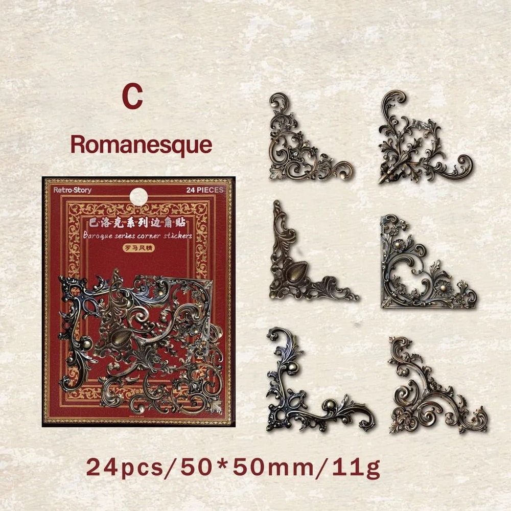 Vintage Corner Photo Frame Stickers 24Piece Retro Decorative Collage Set 6