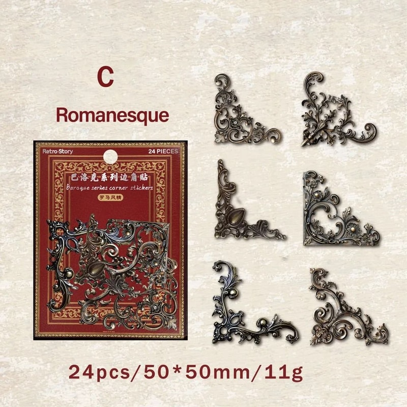 Vintage Corner Photo Frame Stickers 24Piece Retro Decorative Collage Set 6