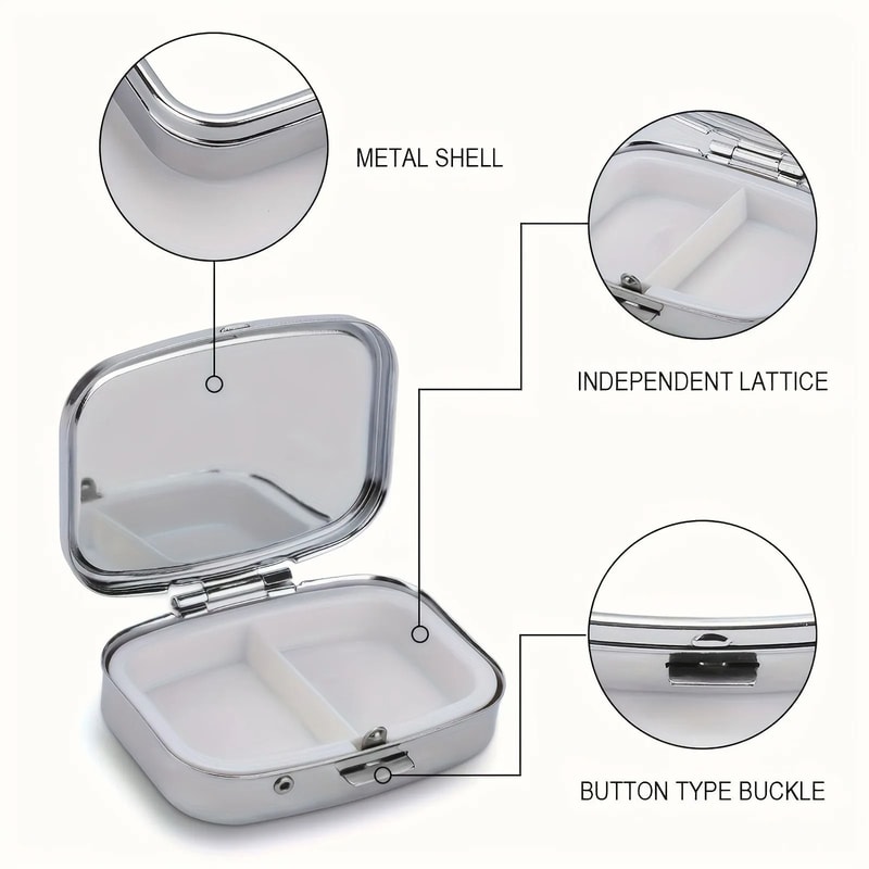 Compact Metal Travel Pill Case Portable Daily Medication Jewelry Organizer 4