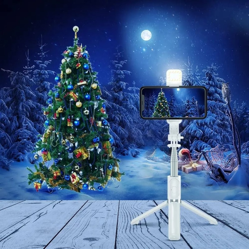 Wireless Bluetooth Selfie Stick Tripod 3in1 Foldable Design With LED Fill Light 2