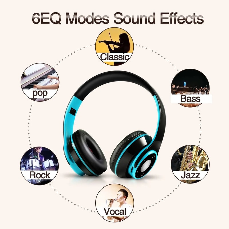 Wireless Stereo Bluetooth Headphones Portable Passive Noise Isolating OverEar Headset 3