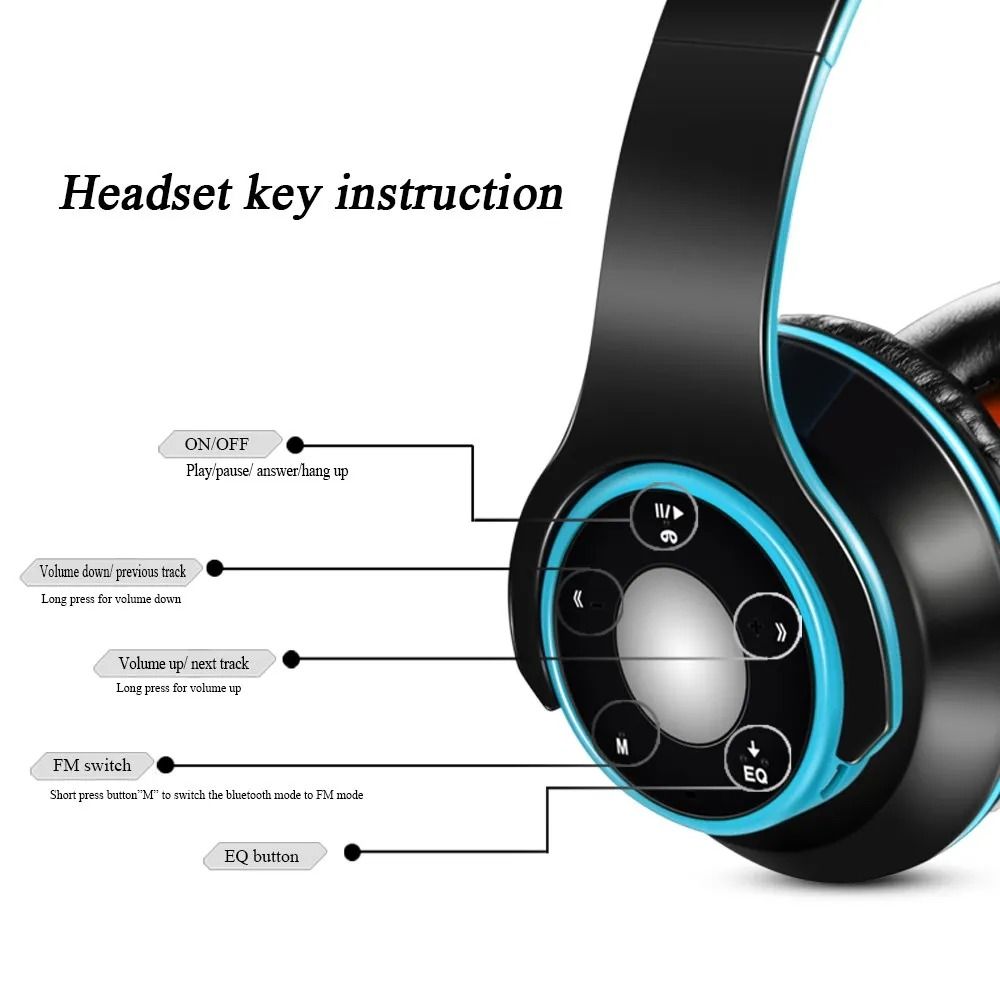 Wireless Stereo Bluetooth Headphones Portable Passive Noise Isolating OverEar Headset 4