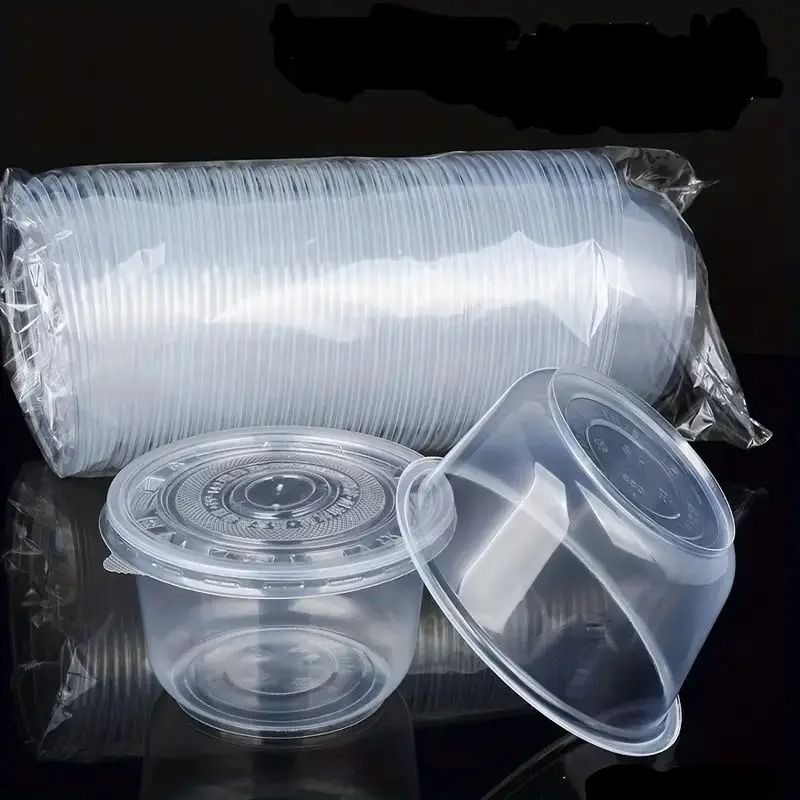 50Piece Disposable Plastic Cup Set With Lids 55oz Clear Containers For Snacks Desserts 1