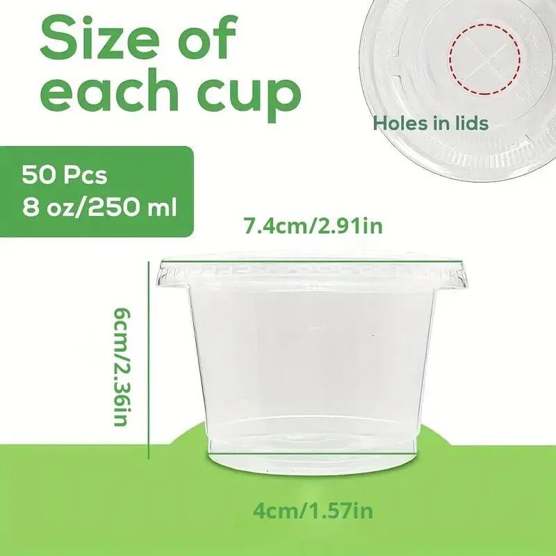 50Piece Disposable Plastic Cup Set With Lids 55oz Clear Containers For Snacks Desserts 5