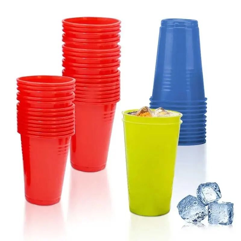 100Piece Colored Disposable Plastic Cup Set Durable 220ml Party Supplies 0