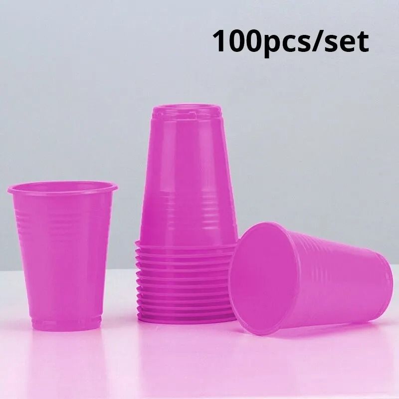 100Piece Colored Disposable Plastic Cup Set Durable 220ml Party Supplies 10