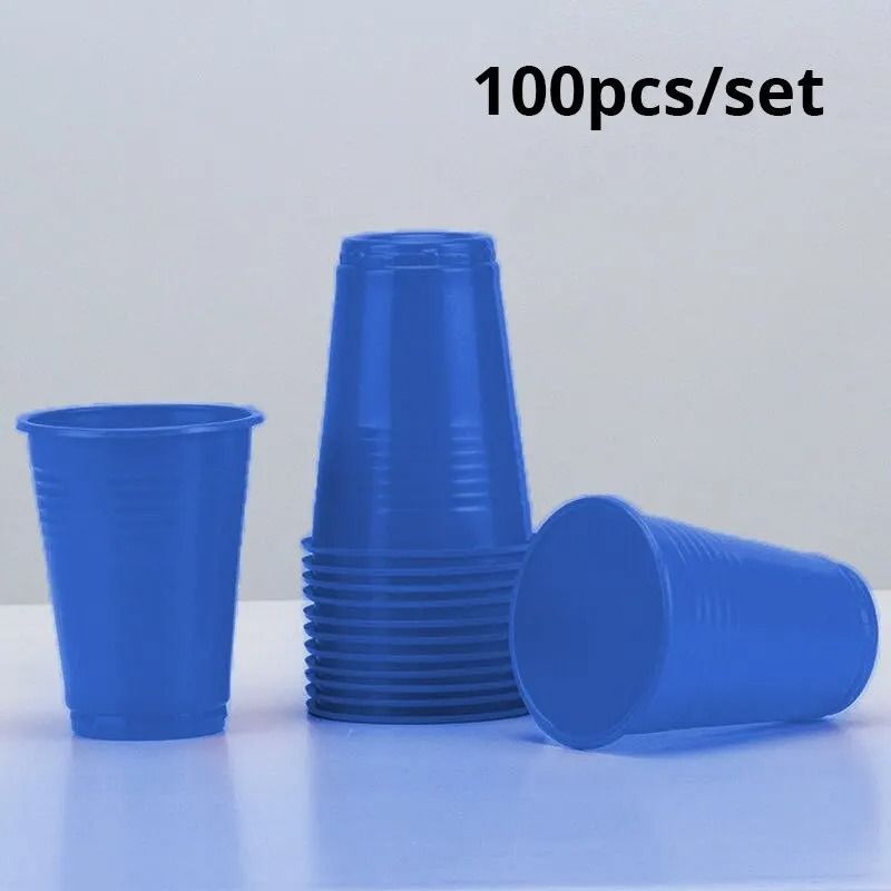 100Piece Colored Disposable Plastic Cup Set Durable 220ml Party Supplies 11