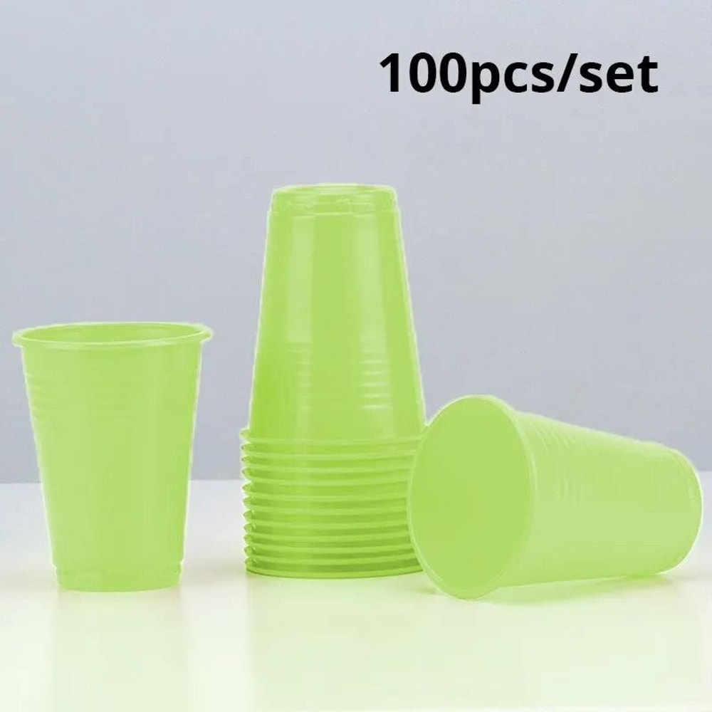 100Piece Colored Disposable Plastic Cup Set Durable 220ml Party Supplies 6