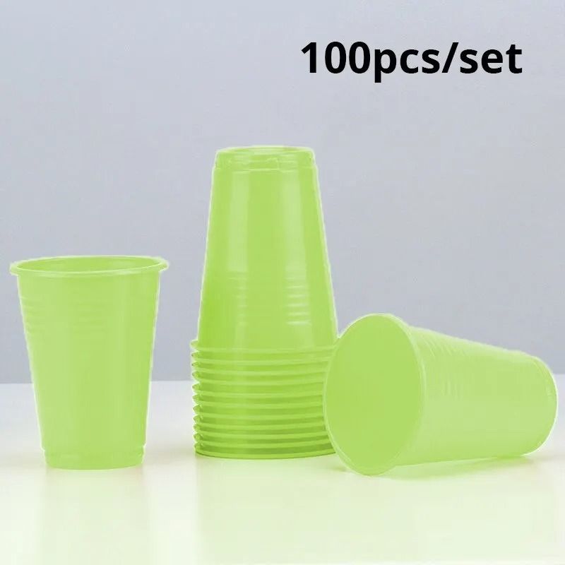 100Piece Colored Disposable Plastic Cup Set Durable 220ml Party Supplies 6