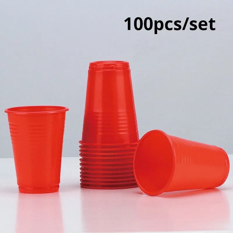 100Piece Colored Disposable Plastic Cup Set Durable 220ml Party Supplies 7
