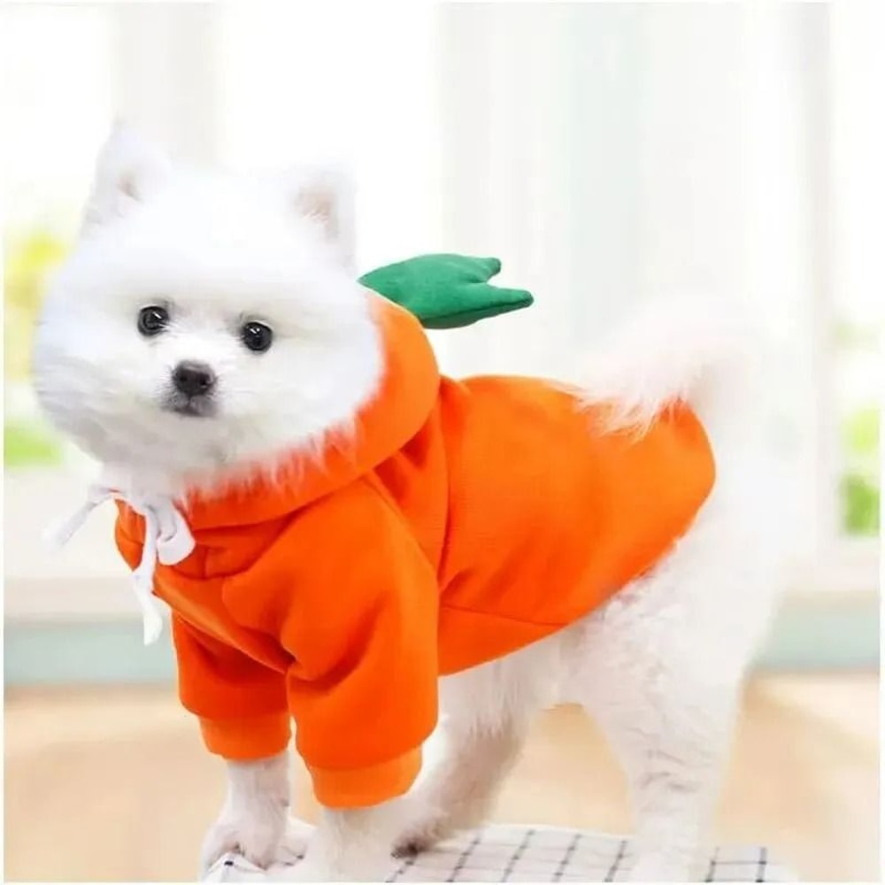 Cute Carrot Dog Hoodie Warm Fleece Puppy Sweater Coat 2