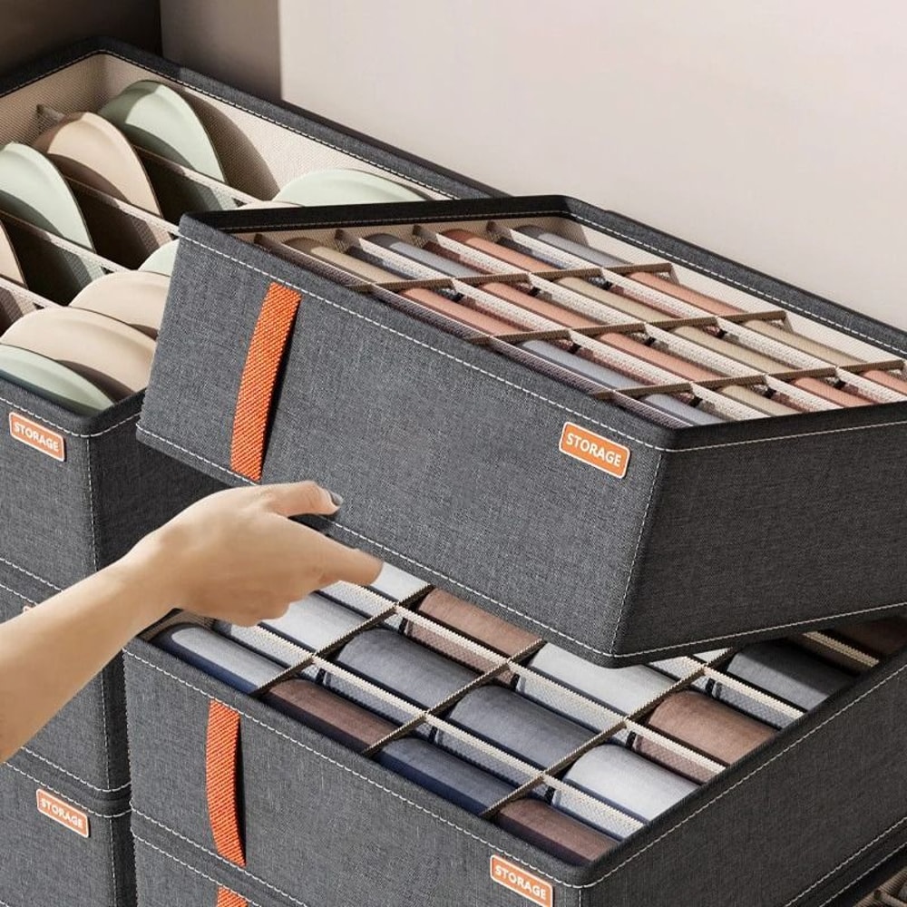Dark Grey Underwear Storage Box MultiGrid Drawer Wardrobe Organizer 2