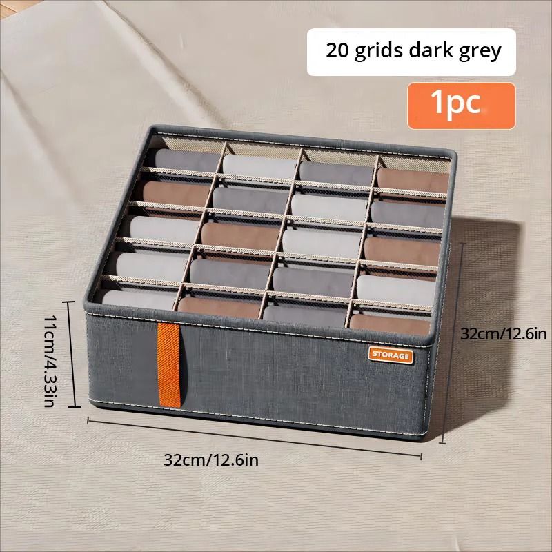 Dark Grey Underwear Storage Box MultiGrid Drawer Wardrobe Organizer 5