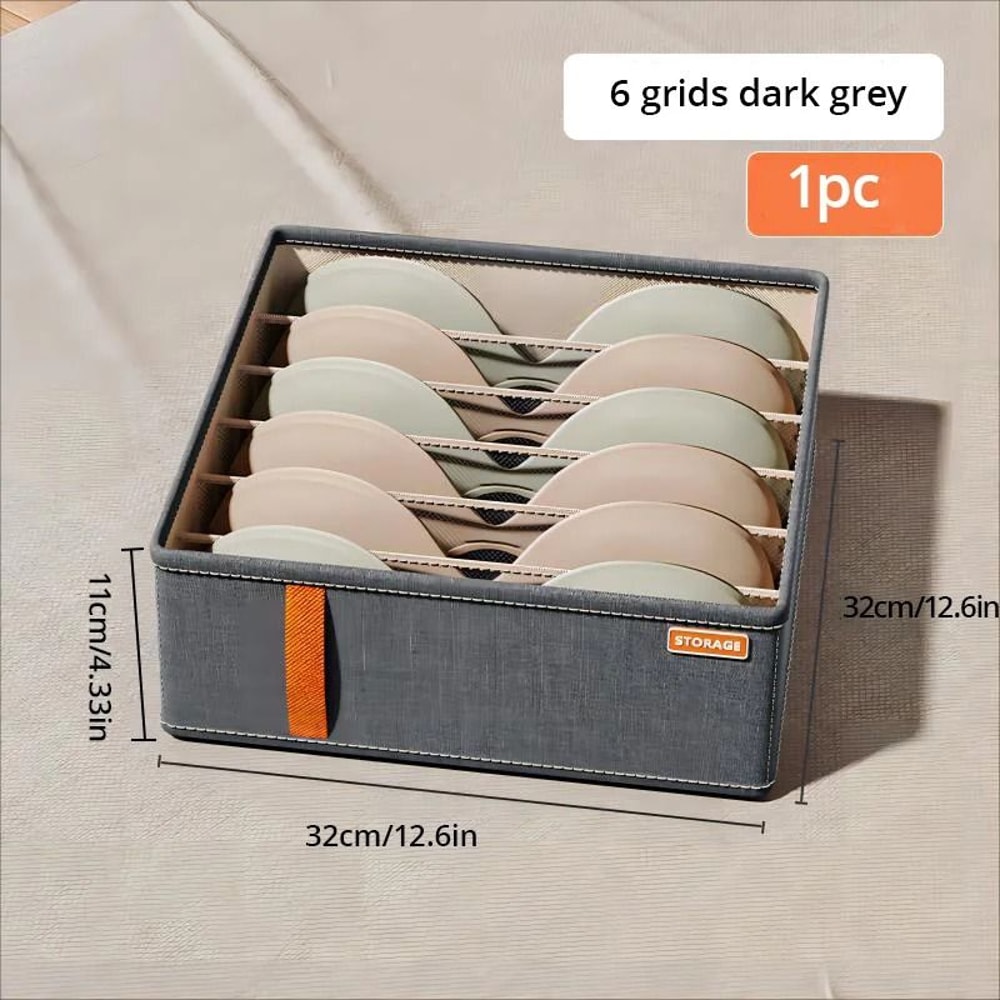 Dark Grey Underwear Storage Box MultiGrid Drawer Wardrobe Organizer 7