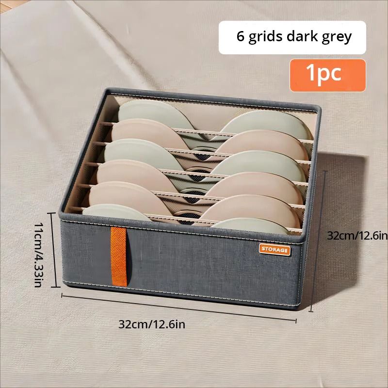 Dark Grey Underwear Storage Box MultiGrid Drawer Wardrobe Organizer 7