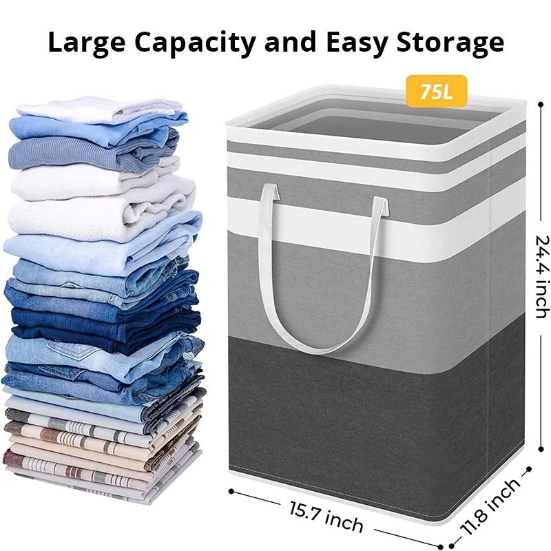 Large Capacity Cotton Linen Laundry Basket Waterproof Foldable Storage Bag 5