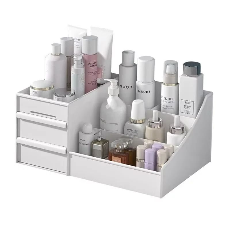 White MultiTier Drawer Makeup Storage Box Desktop Cosmetics Skin Care Organizer 7