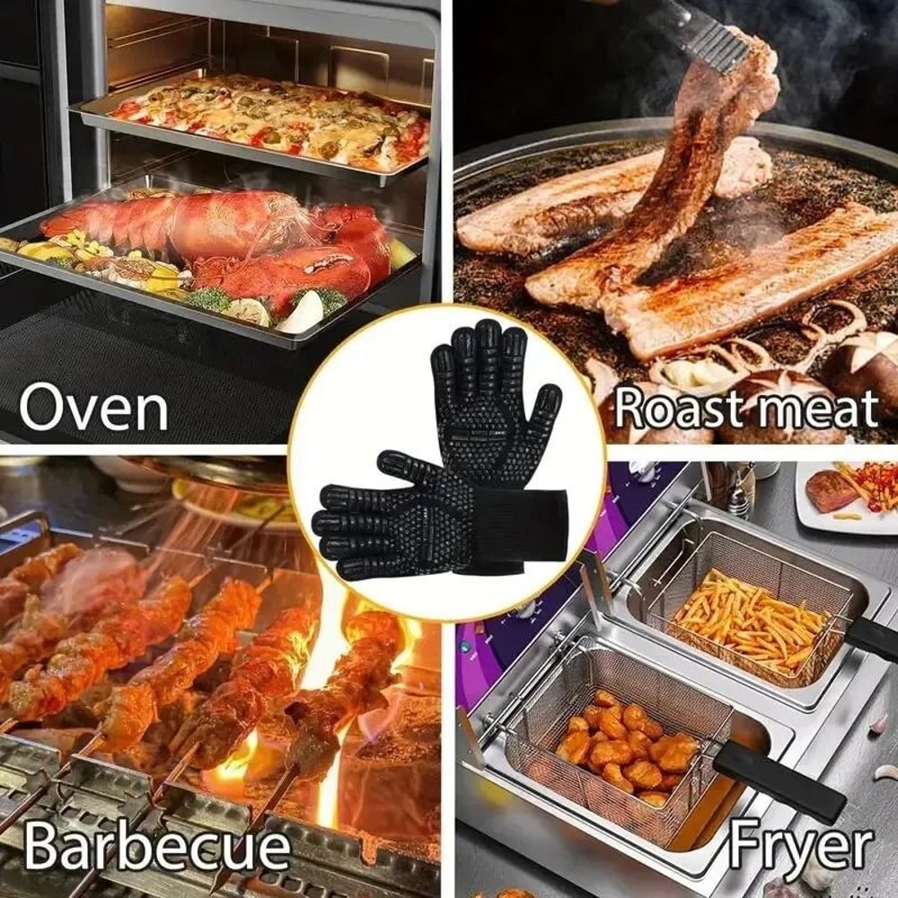 Professional Heat Resistant Oven Glove CutResistant NonSlip Silicone BBQ Mitt 1