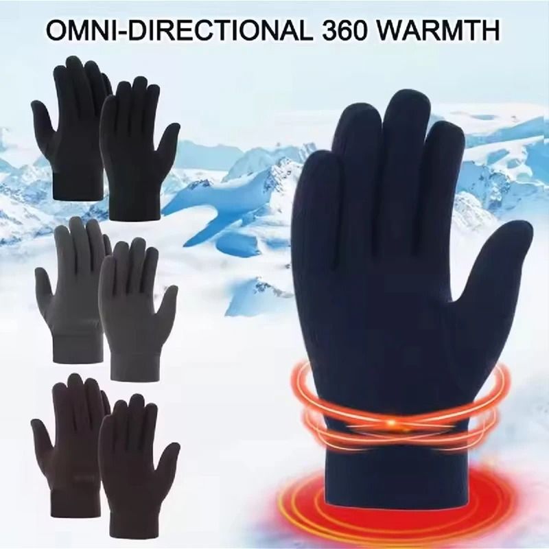 Mens Womens Thicken Thermal Winter Gloves Windproof Fleece Skiing Cycling Mittens 1