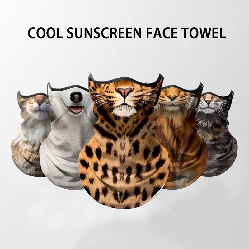 3D Animal Print Ice Silk Bandana Cooling Breathable Face Neck Protection 0