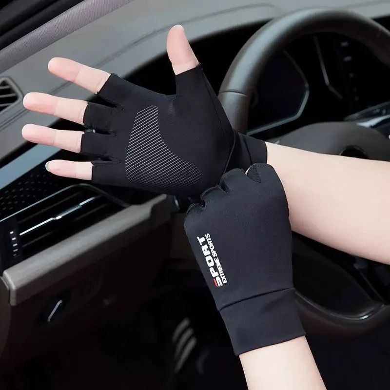 Professional Ice Silk HalfFinger Cycling Gloves HighElastic Sports Fitness Gear 0