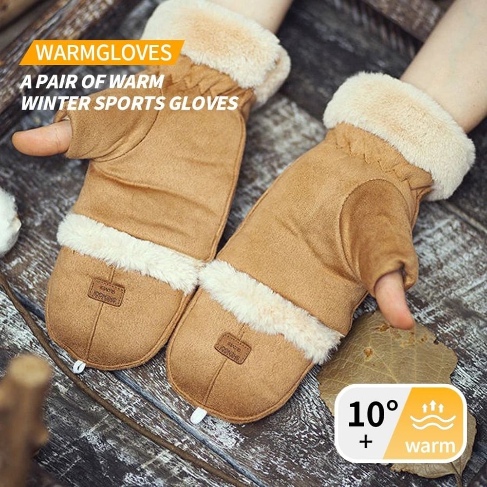 Winter Womens Fingerless Thermal Gloves Thick HalfFinger Student Design 2