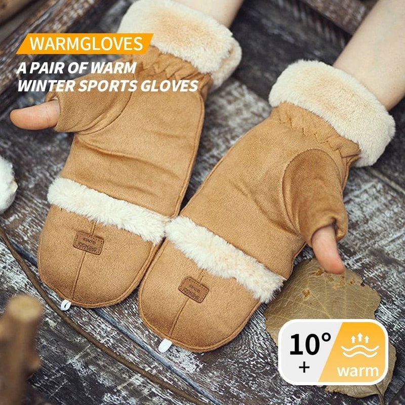 Winter Womens Fingerless Thermal Gloves Thick HalfFinger Student Design 2