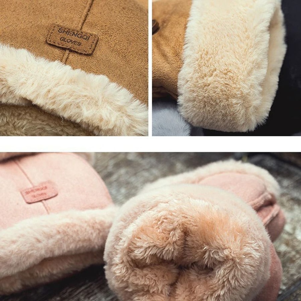 Winter Womens Fingerless Thermal Gloves Thick HalfFinger Student Design 4