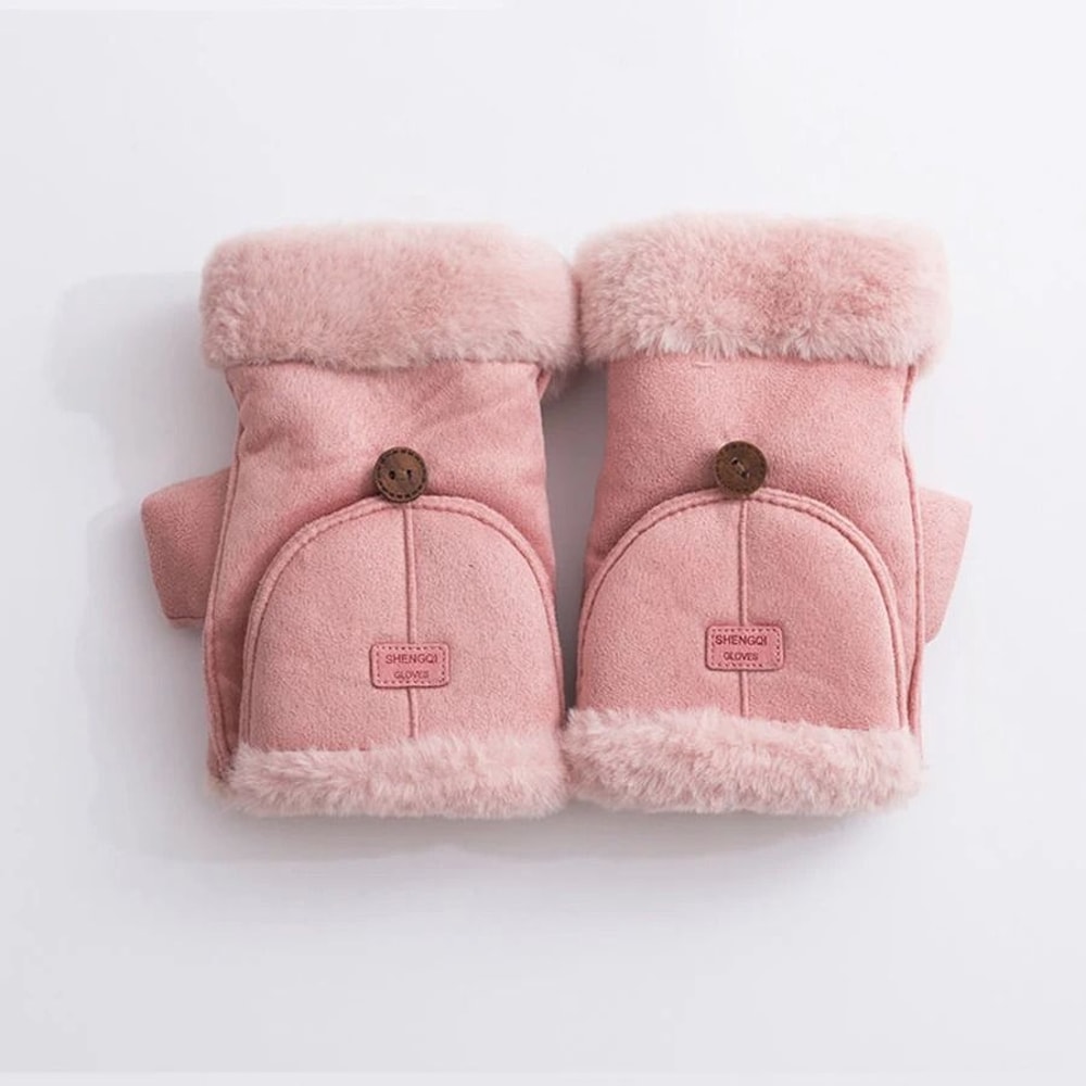 Winter Womens Fingerless Thermal Gloves Thick HalfFinger Student Design 6