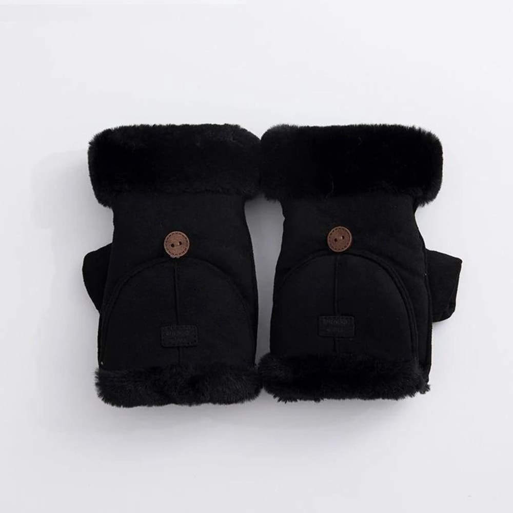 Winter Womens Fingerless Thermal Gloves Thick HalfFinger Student Design 7