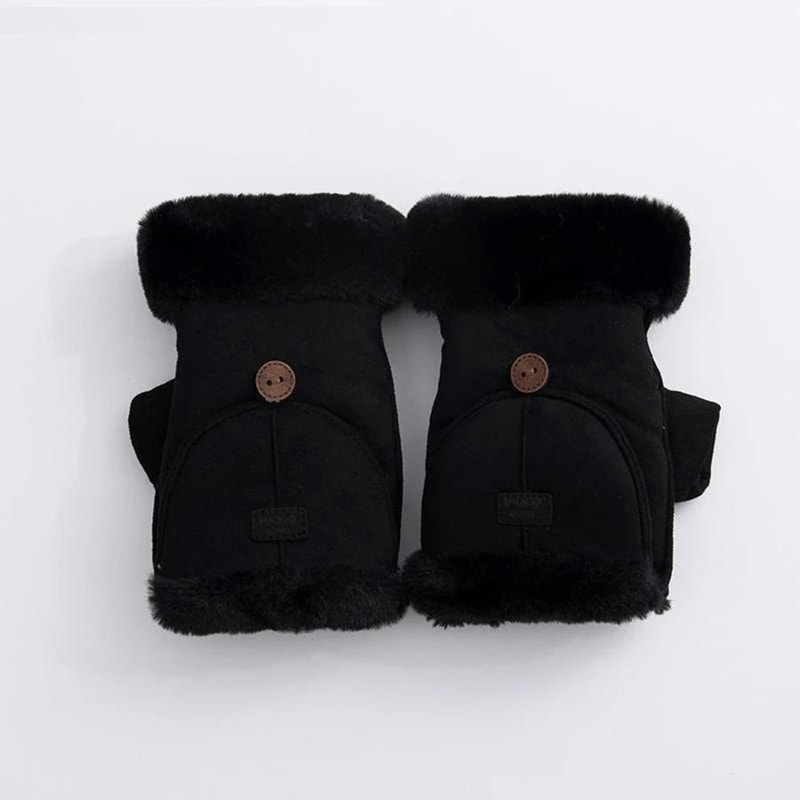 Winter Womens Fingerless Thermal Gloves Thick HalfFinger Student Design 7