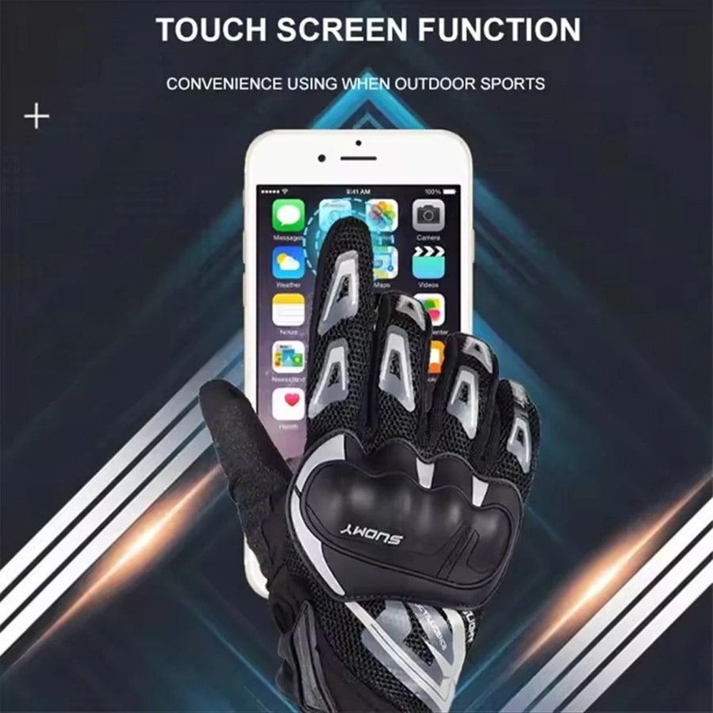 Breathable FullFinger Mesh Touchscreen Motorcycle Gloves 1
