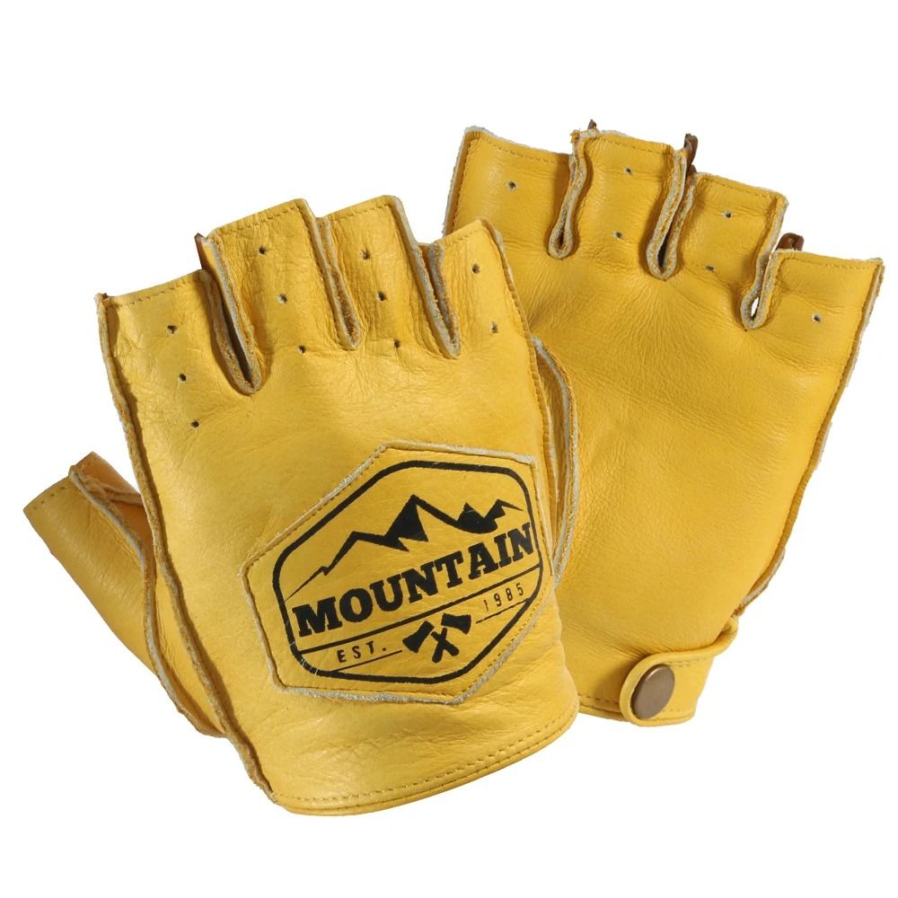 Retro Cowhide Leather HalfFinger Motorcycle Gloves 0