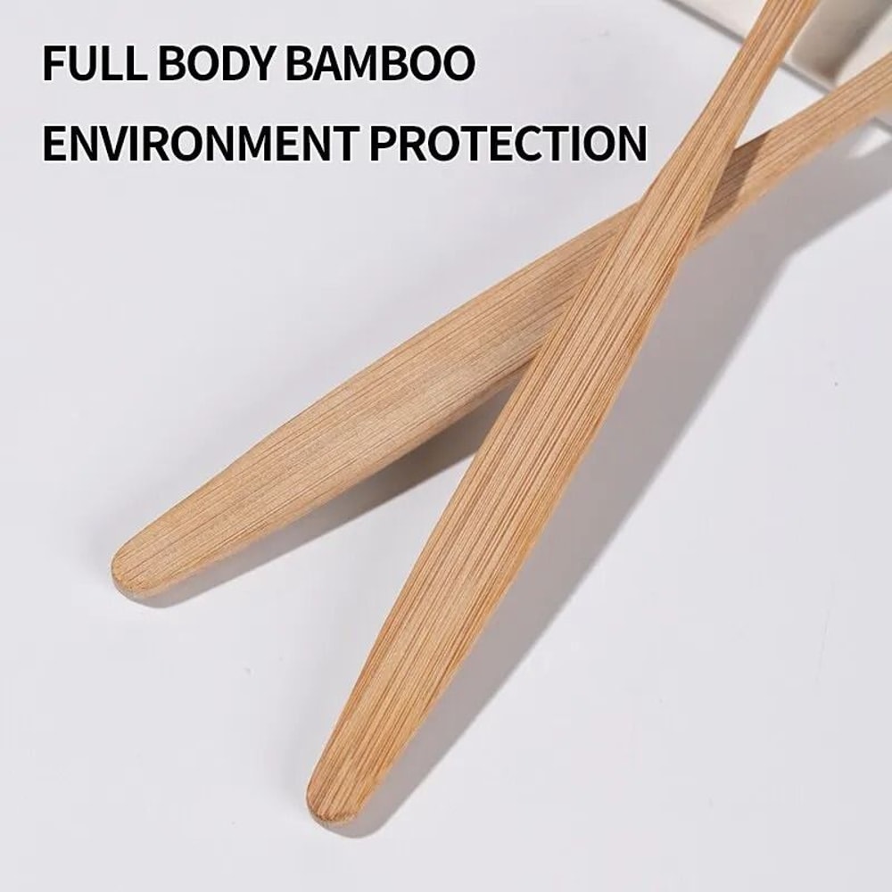 Natural EcoFriendly Bamboo Toothbrush Set With Individual Cowhide Wrap 10Piece Value Pack 2
