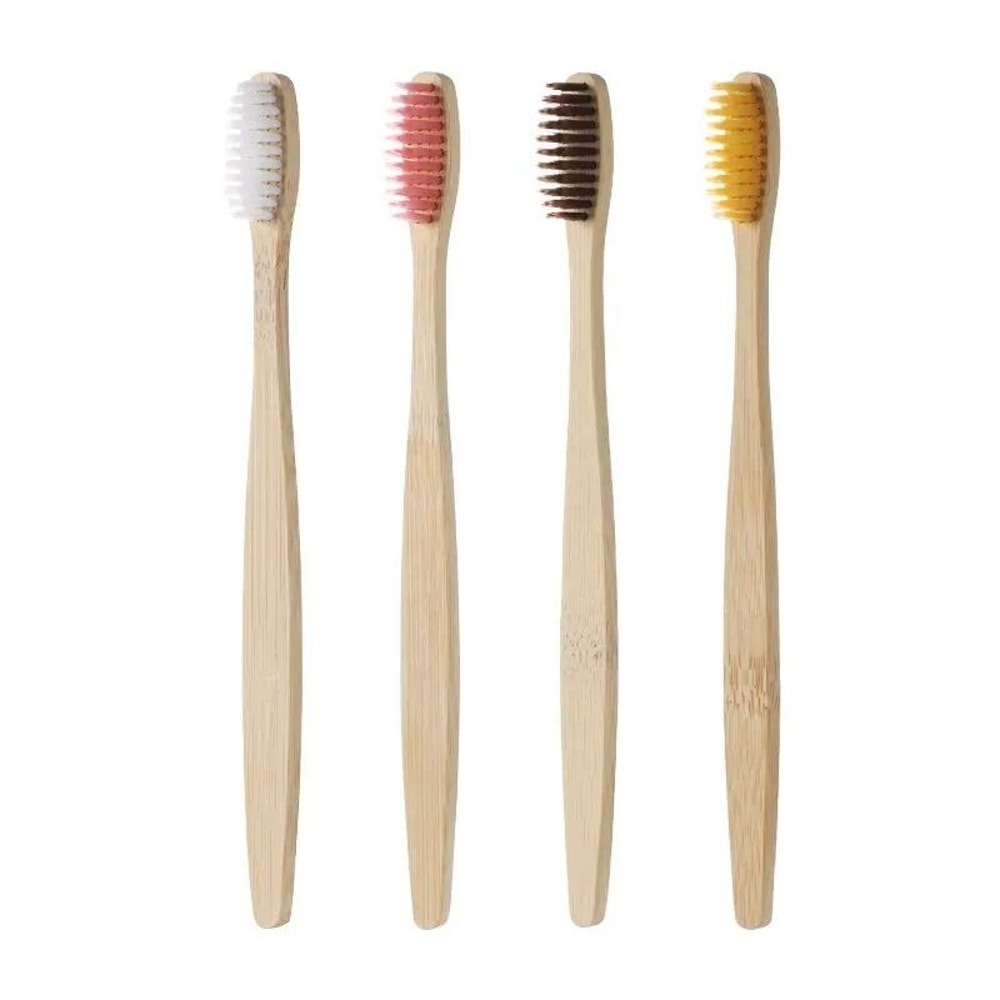 Natural EcoFriendly Bamboo Toothbrush Set With Individual Cowhide Wrap 10Piece Value Pack 5