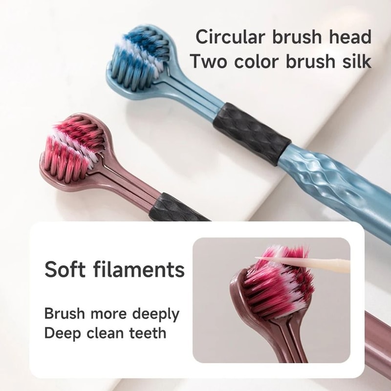 3Sided Comprehensive Deep Cleaning Toothbrush With Raised Tongue Scraper 2Pack 4