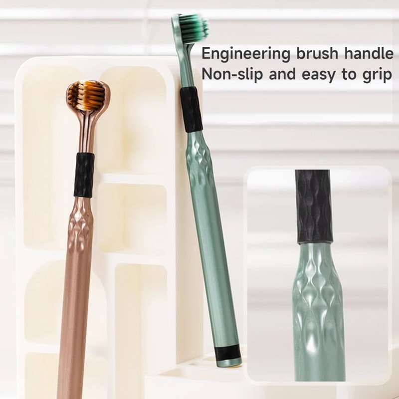 3Sided Comprehensive Deep Cleaning Toothbrush With Raised Tongue Scraper 2Pack 5
