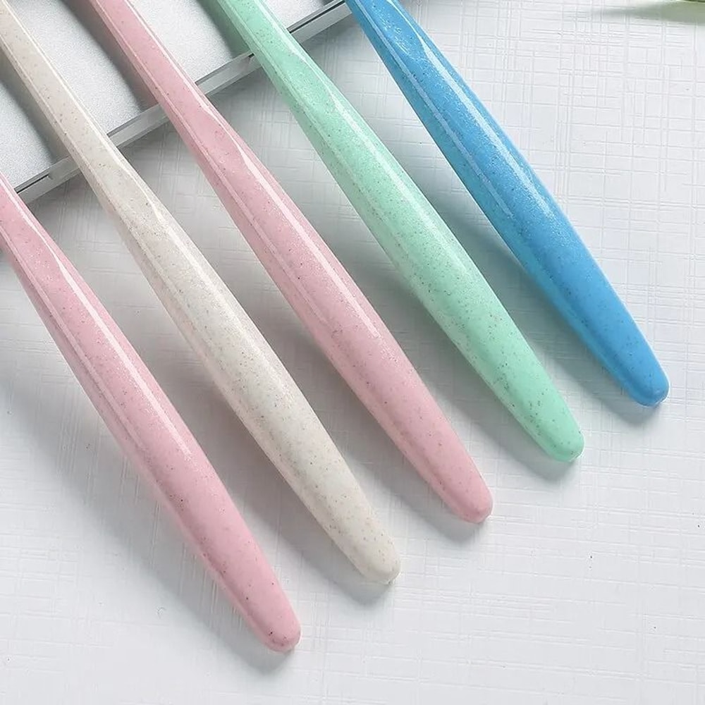 Natural Wheat Straw Bamboo Charcoal Infused Soft Toothbrush 10Piece EcoFriendly Family Set 1