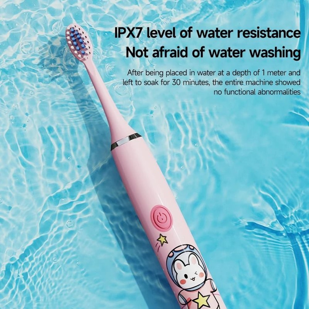 Rechargeable Colorful Cartoon Sonic Electric Toothbrush For Kids With Replacement Heads 3