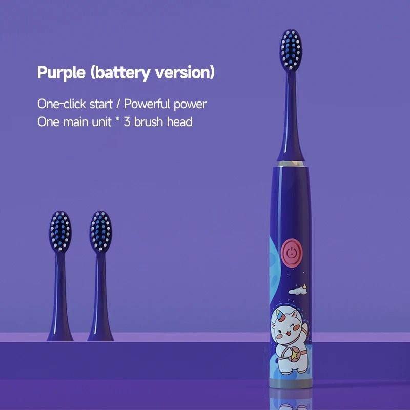 Rechargeable Colorful Cartoon Sonic Electric Toothbrush For Kids With Replacement Heads 6