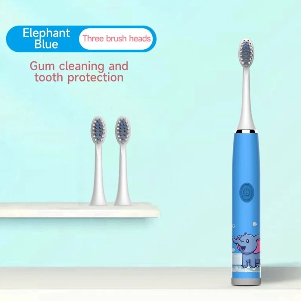 Childrens Sonic Electric Toothbrush Colorful Cartoon Design For Kids USB Rechargeable Waterproof 6